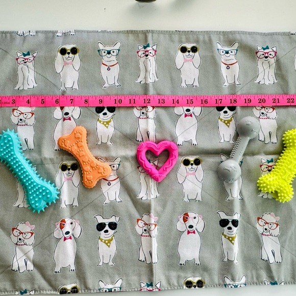 NWT🐾🩵Dog Gift Bag Reusable Pet Print Satchel 🩵Comes w/leash,blanket & 5 toys - Picture 11 of 12